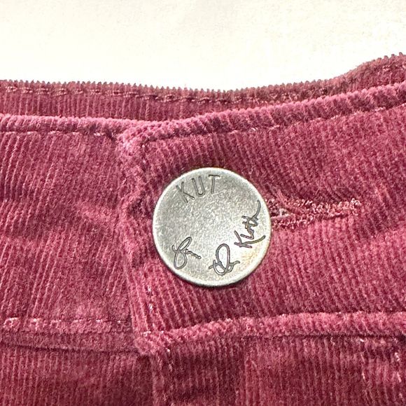 KUT FROM THE KLOTH pants women Size 12 Diana Skinny Corduroy Jeans  burgundy red - Picture 16 of 16